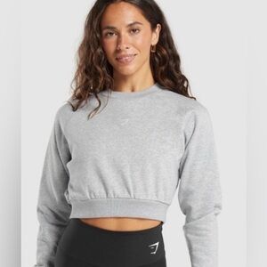 Gymshark Cropped Sweatshirt Crewneck Long Sleeve Gray Athletic Women's LG
